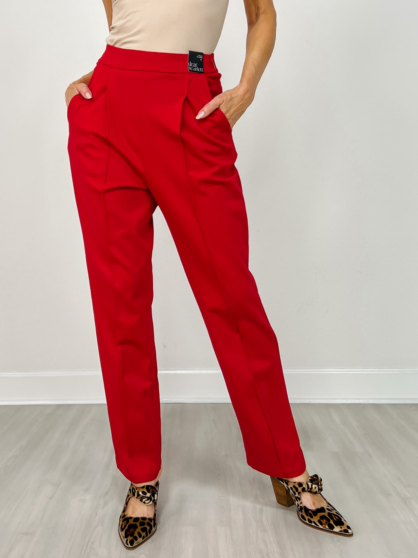 Barrel Leg Ponte Everywhere Pants in Red
