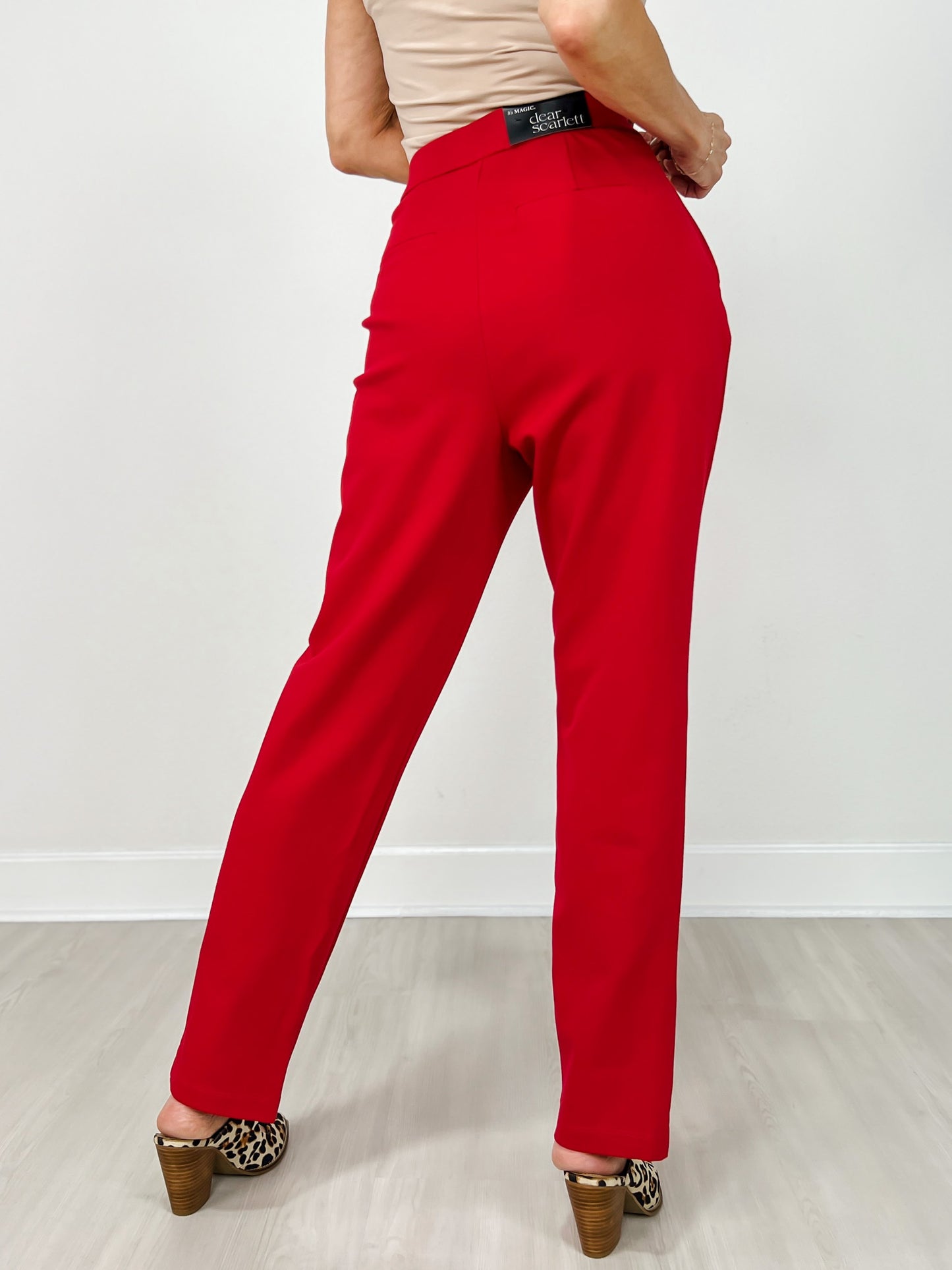 Barrel Leg Ponte Everywhere Pants in Red