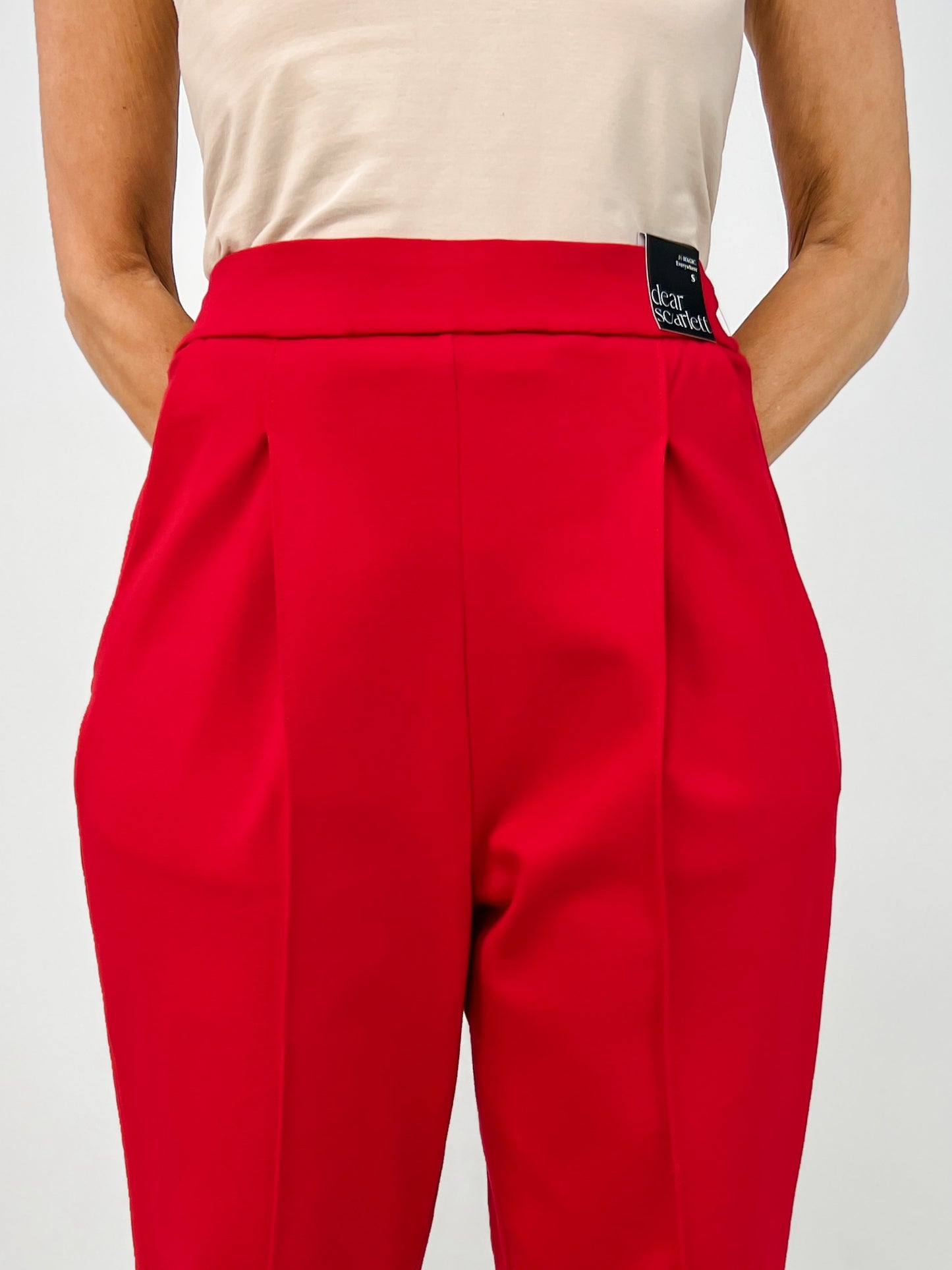 Barrel Leg Ponte Everywhere Pants in Red