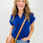 Sea You Soon Short Sleeve Collared Top in Navy