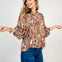 3/4 Sleeve Bohemian Floral Peasant Top