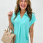 Sea You Soon Short Sleeve Collared Top in Crushed Mint