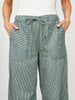 Stripe Denim Waist Tie Parachute Pants