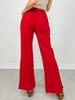 Gold Button Hem Gala Pants with Side Pockets in Red