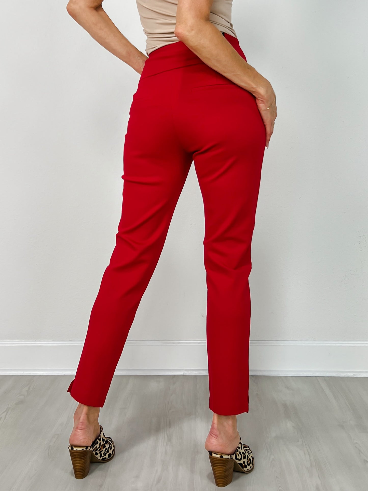 Magic High Waisted Double Knit Skinny Pants in Red