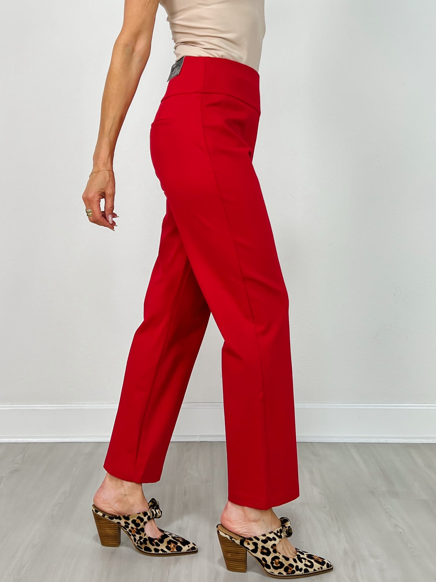 Magic Slim Straight Pants in Red