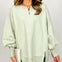 Loose Fit Long Sleeve Top With V-front Neck Slit