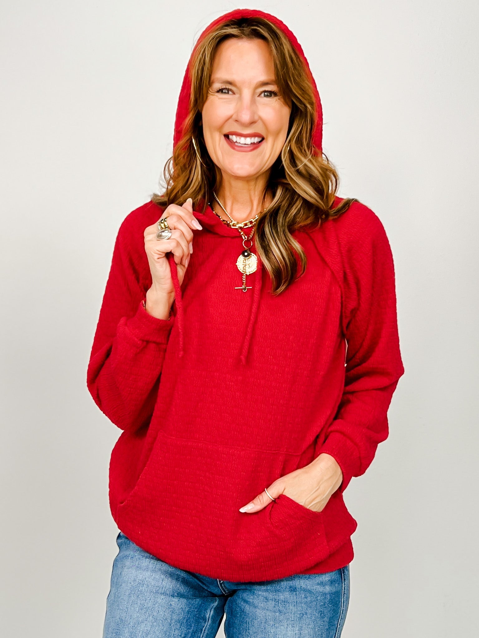 Solid Long Sleeve Hoodie Top