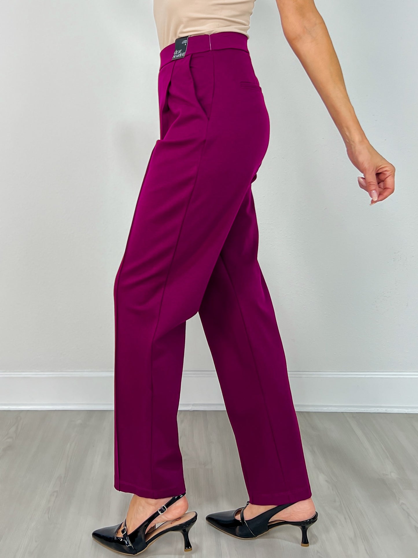 Barrel Leg Ponte Everywhere Pants in Merlot