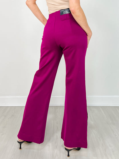 Gold Button Hem Gala Pants with Side Pockets in Merlot