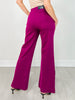 Gold Button Hem Gala Pants with Side Pockets in Merlot