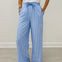 Stripe Lace Trim Wide Leg Pants