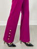 Gold Button Hem Gala Pants with Side Pockets in Merlot
