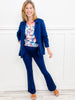 Magic 3/4 Length Ruching Sleeve Blazer in Navy