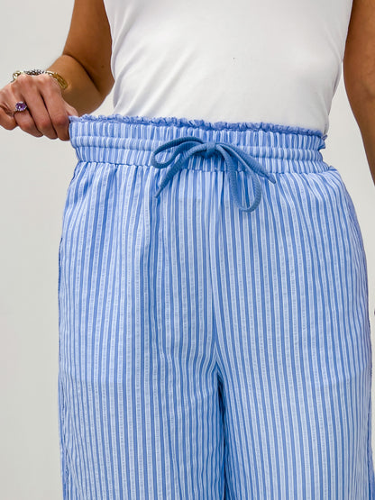Stripe Lace Trim Wide Leg Pants