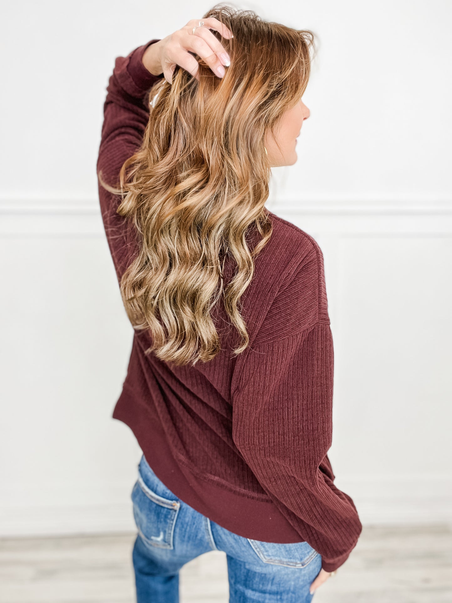 Oversized Soft Textured Long Sleeve Knit Top