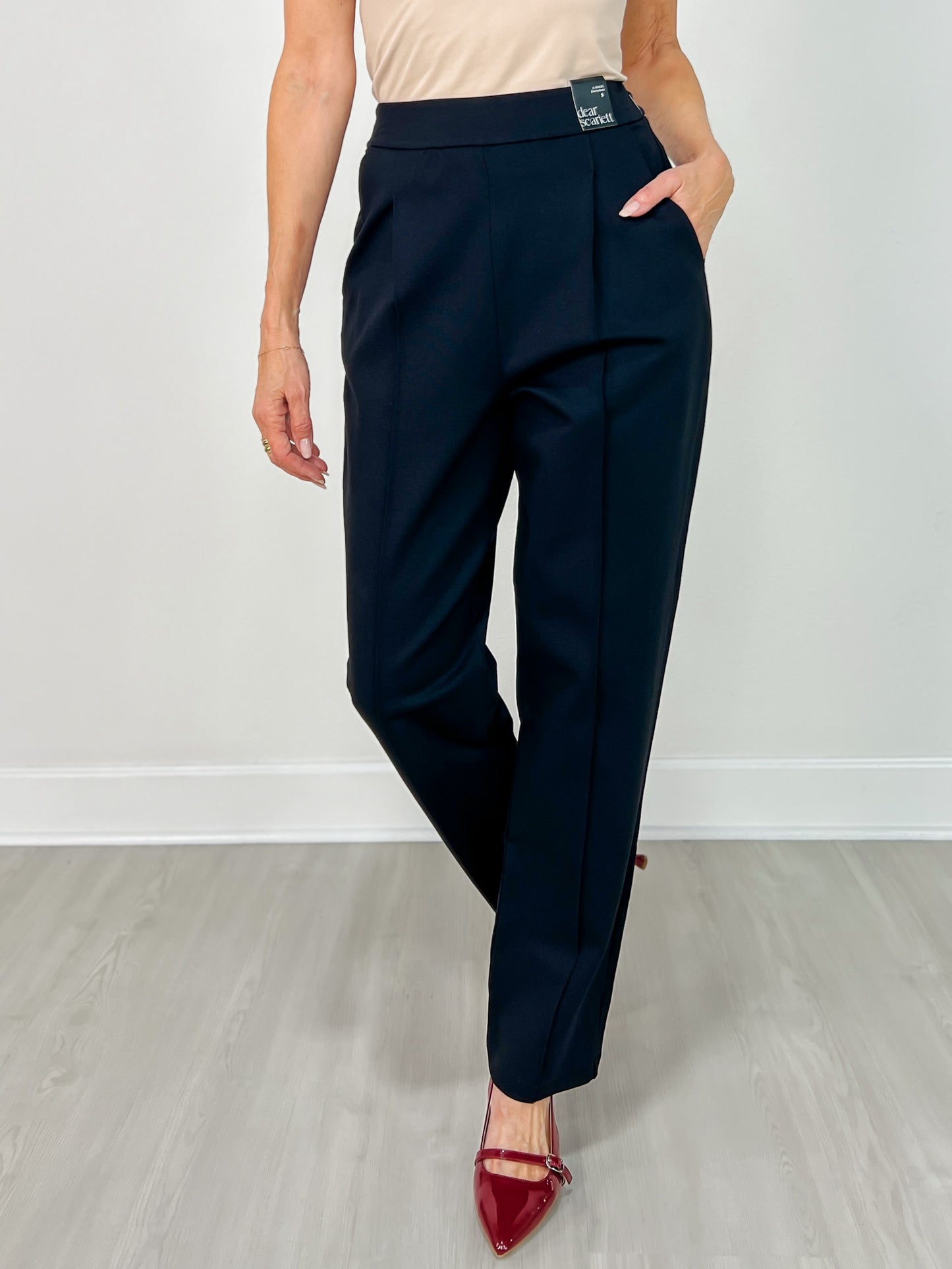 Barrel Leg Ponte Everywhere Pants in BLACK