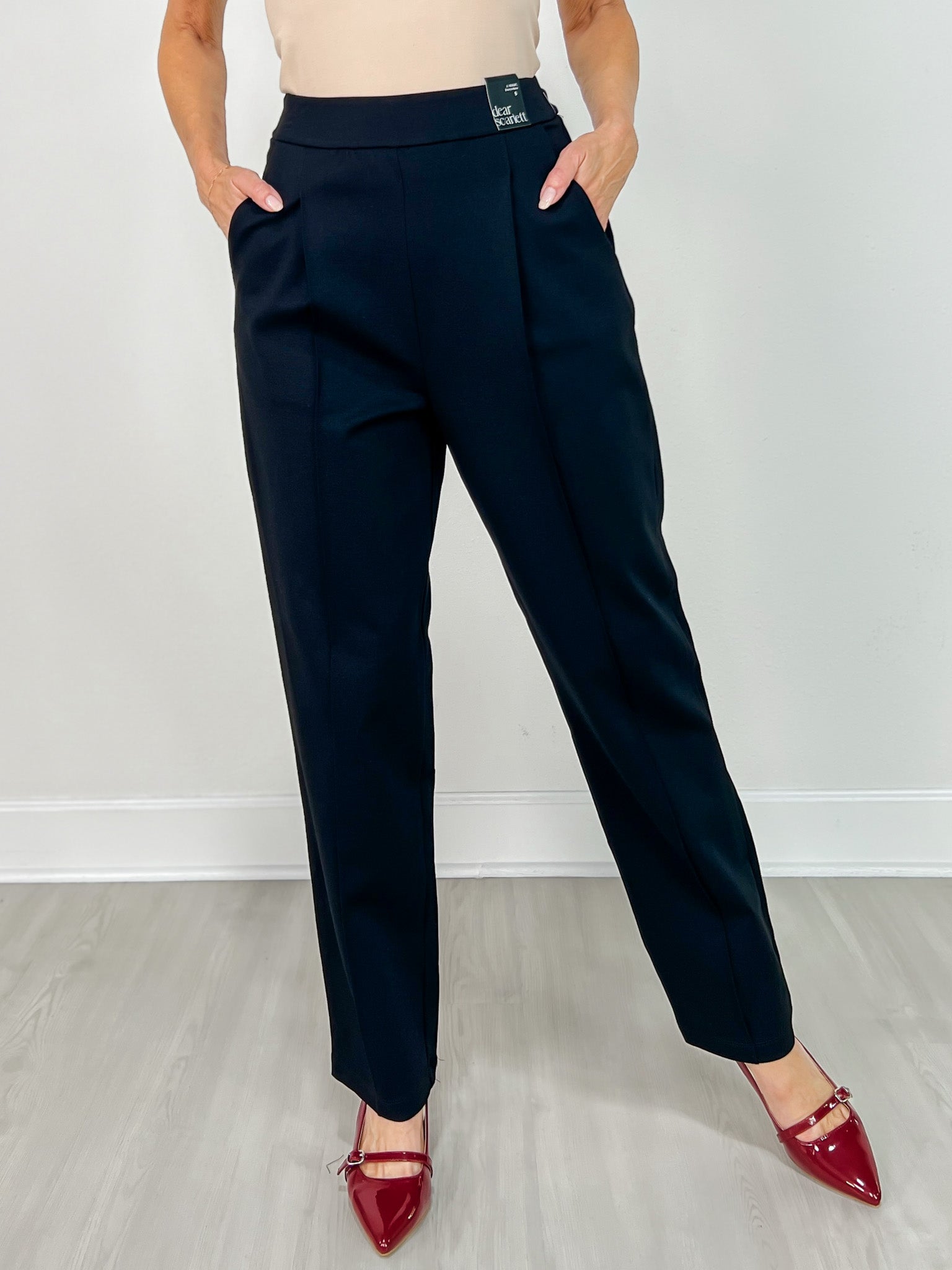 Barrel Leg Ponte Everywhere Pants in BLACK