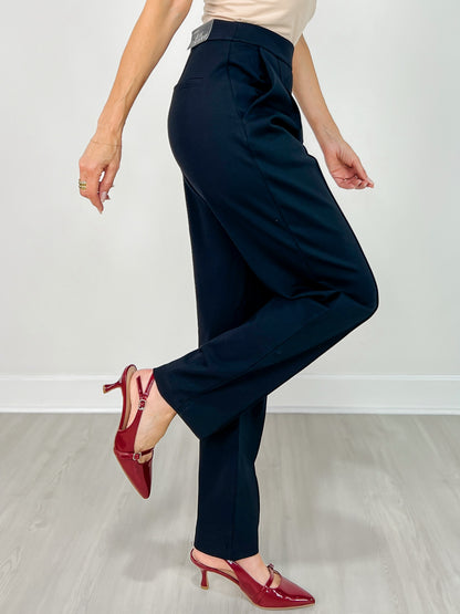 Barrel Leg Ponte Everywhere Pants in BLACK