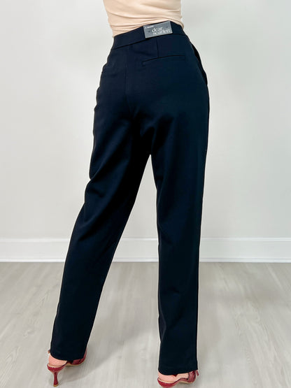 Barrel Leg Ponte Everywhere Pants in BLACK