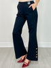 Gold Button Hem Gala Pants with Side Pockets in Black