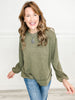 Long Sleeve Round Neck Top with Balloon Sleeves and Banded Hem - GROUP B