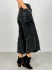 Mineral Wash Cropped Fray Hem Corduroy Wide Pants