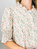 Cotton Floral Ruffle Collar Button-Down Short Sleeve Top