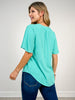 Trapunto Stitching Washed Linen V-Neck Top with Snap Closure