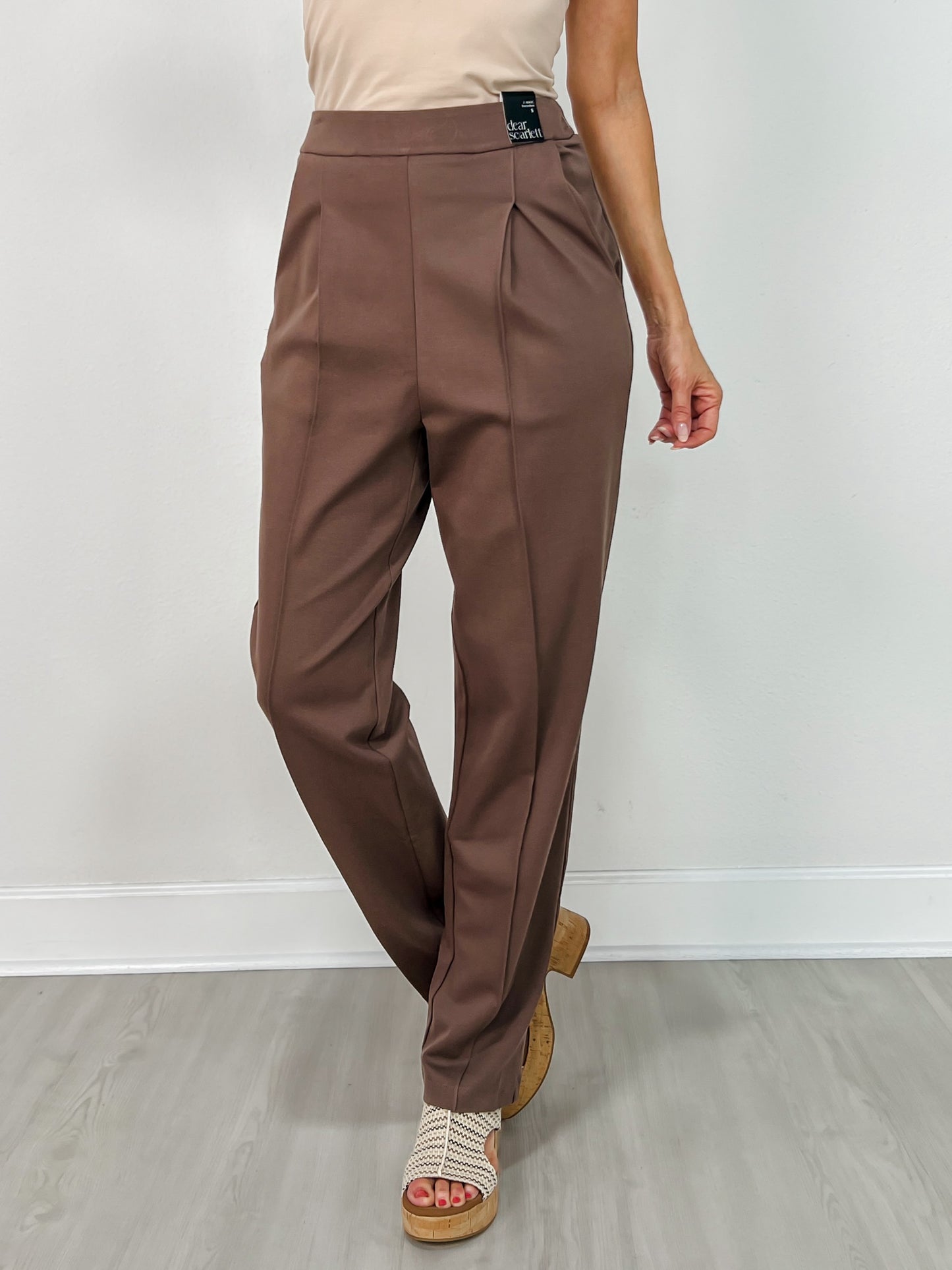 Barrel Leg Ponte Everywhere Pants in Dark Mocha