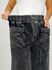 Mineral Wash Cropped Fray Hem Corduroy Wide Pants