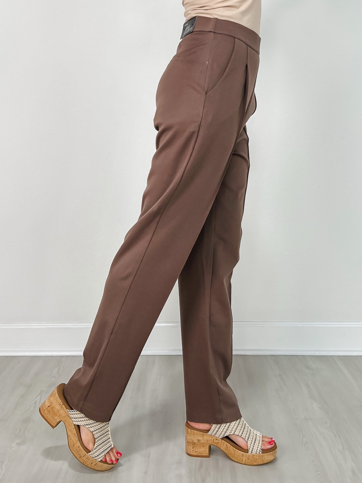 Barrel Leg Ponte Everywhere Pants in Dark Mocha