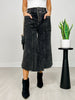 Mineral Wash Cropped Fray Hem Corduroy Wide Pants