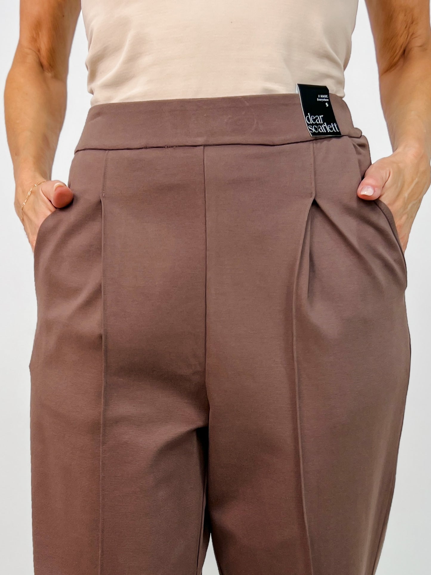 Barrel Leg Ponte Everywhere Pants in Dark Mocha