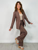 Gold Button Hem Gala Pants with Side Pockets in Dark Mocha