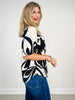 Tropical Print Trapunto Stitching V-Neck Top with Snap Closure