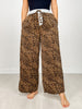 Leopard Print Wide Leg Elastic Waistband Pants