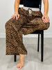 Leopard Print Wide Leg Elastic Waistband Pants