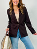 Boyfriend Fit Button Closure Executive Blazer in Chocolate