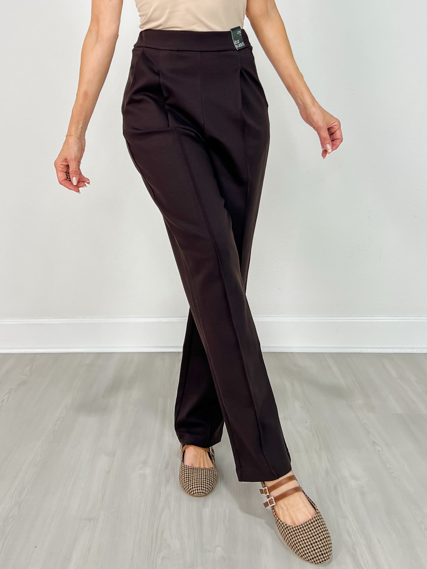 Barrel Leg Ponte Everywhere Pants in Chocolate