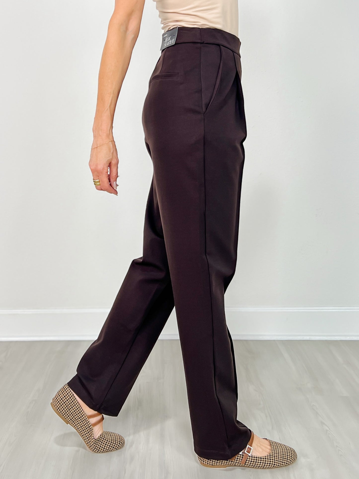 Barrel Leg Ponte Everywhere Pants in Chocolate