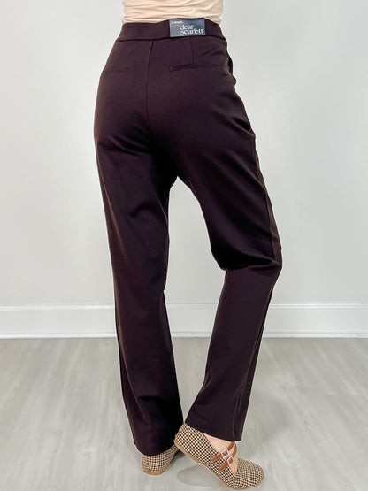 Barrel Leg Ponte Everywhere Pants in Chocolate