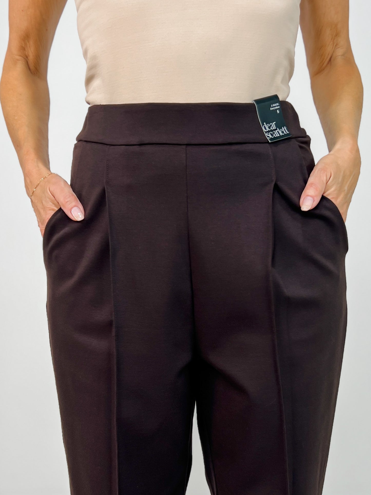 Barrel Leg Ponte Everywhere Pants in Chocolate