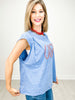 Tri-blend Sleeveless USA Top with Pleat Details