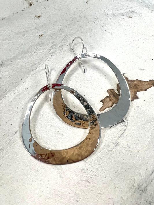 Hammered Lightweight Flat Hoop Earring