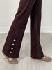 Gold Button Hem Gala Pants with Side Pockets in Chocolate
