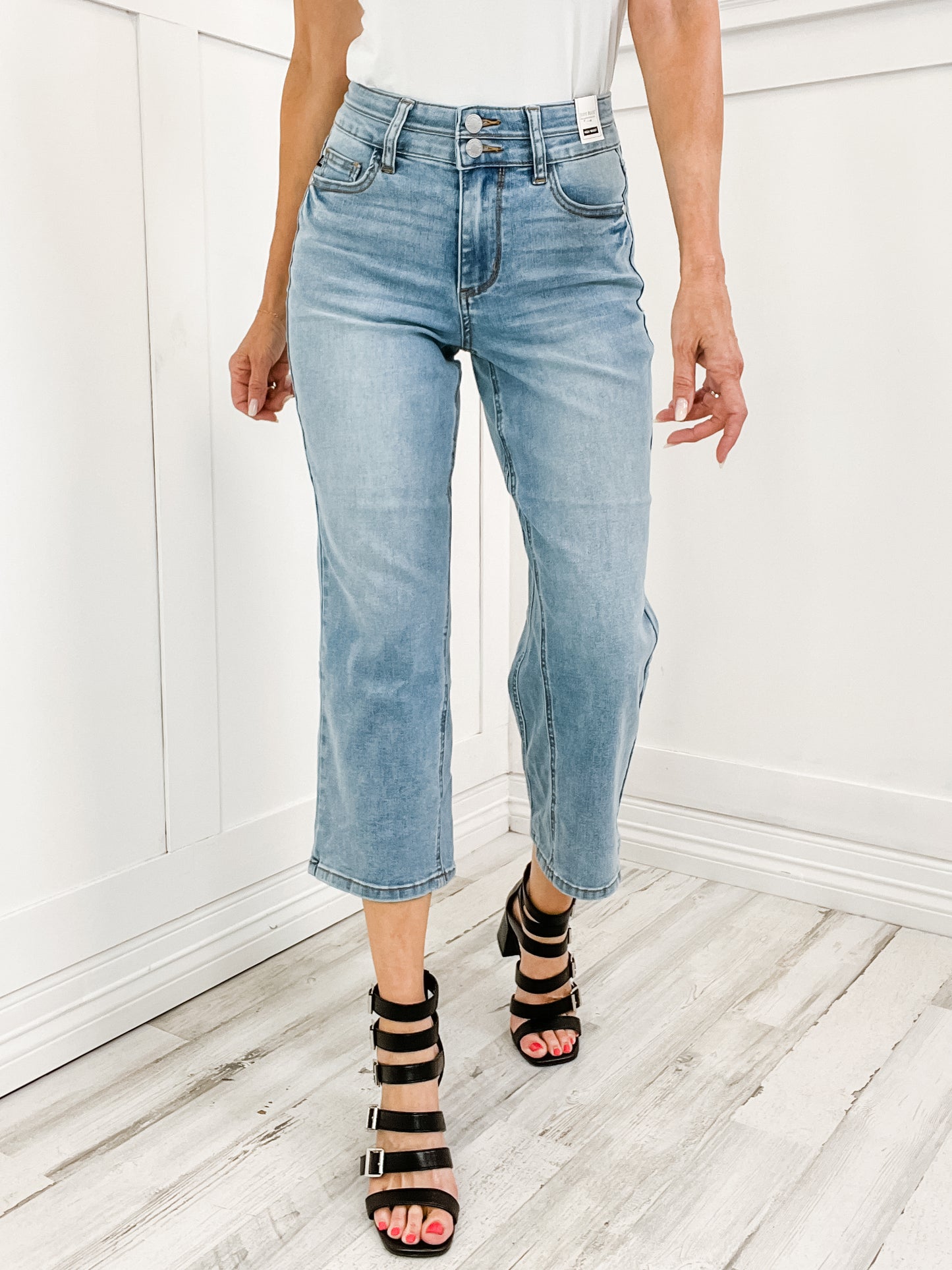 Judy Blue EDEN Hi-Rise Double Waistband Crop Wide Leg Denim Jeans