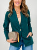 Boyfriend Fit Button Closure Executive Blazer in Hunter Green