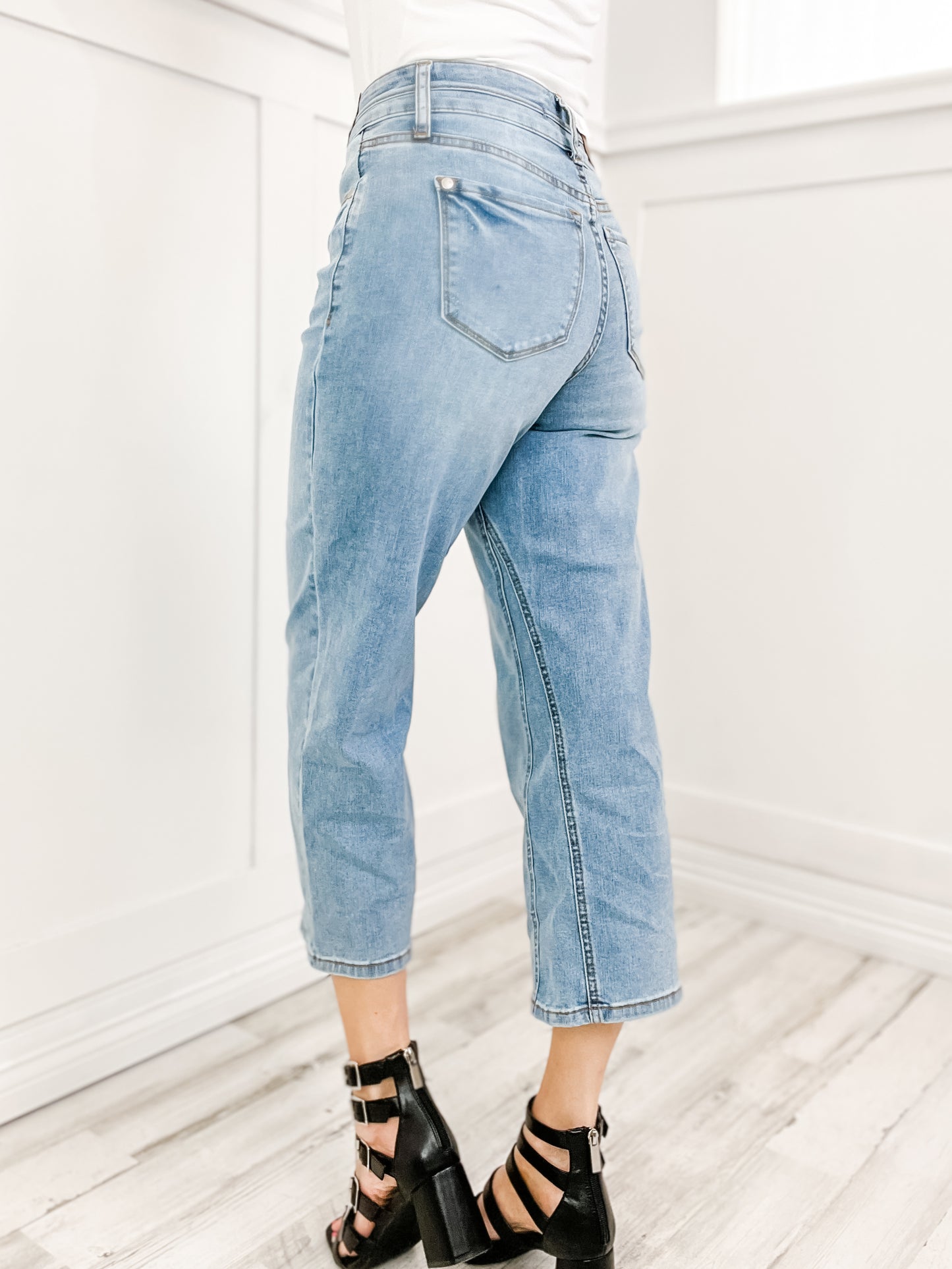 Judy Blue EDEN Hi-Rise Double Waistband Crop Wide Leg Denim Jeans