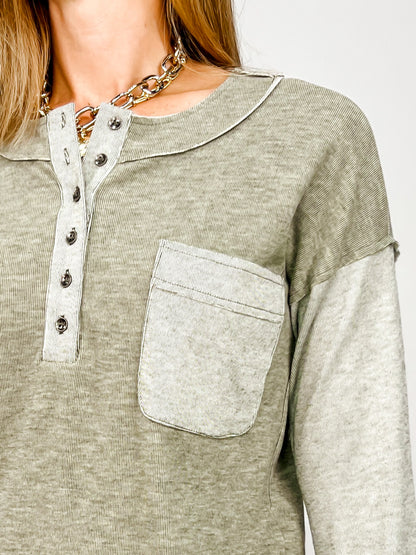 Henley Micro Brushed Knit top